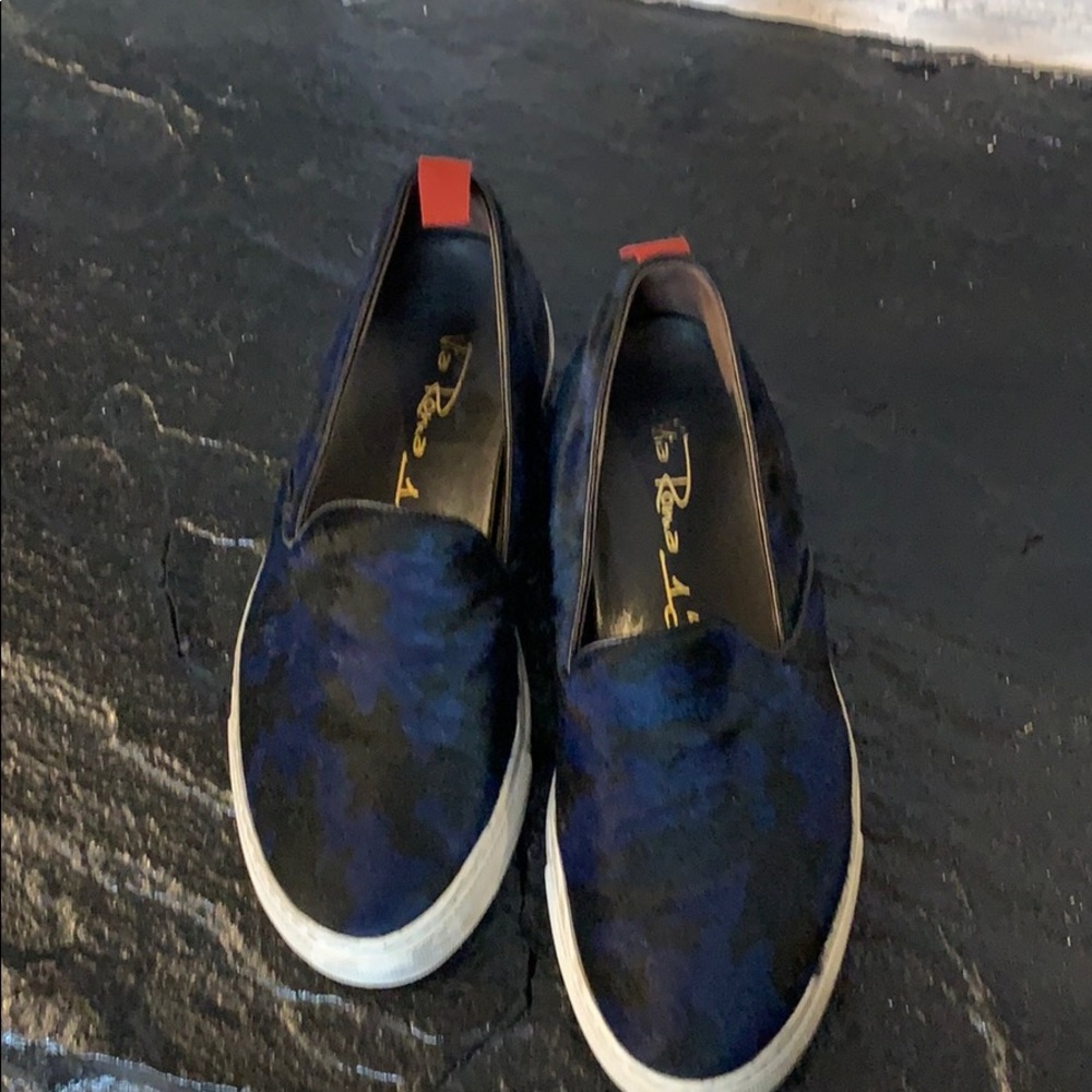 Via Roma slide on cow hair shoes